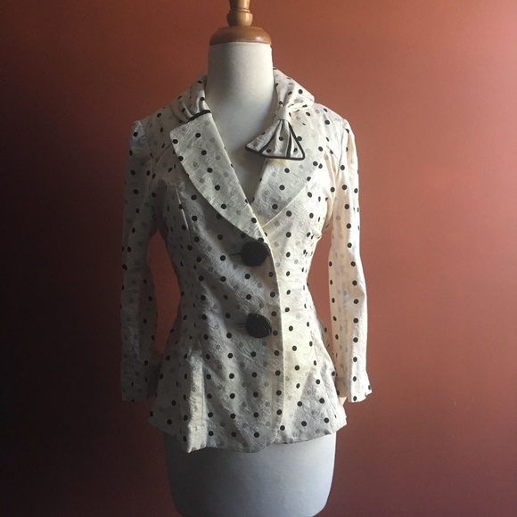 An Ren New York Jackets & Blazers - AN REN NEW YORK Polkadot Bow Jacket M